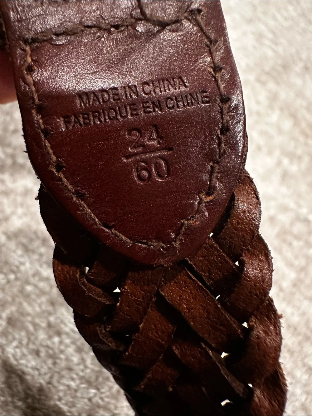 Braided Brown Leather Men’s Belt with Brass Buckle